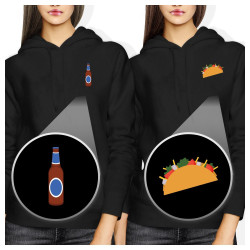Beer And Taco Pocket BFF Hoodies Best Friends Hooded Sweatshirts